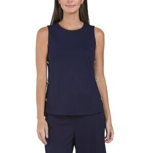 ANNE KLEIN Navy Side Button Tunic